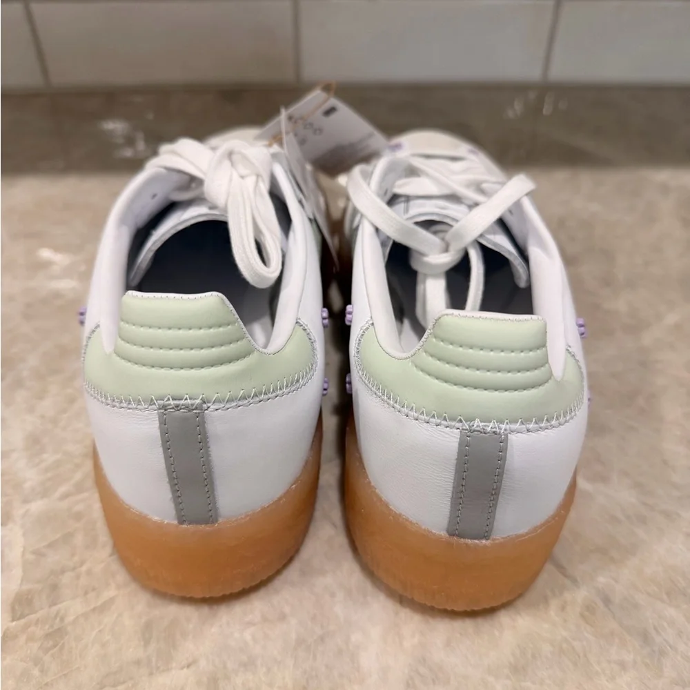 adidas Samba W White with Light Green & Gum Sole - Picture 3 of 5